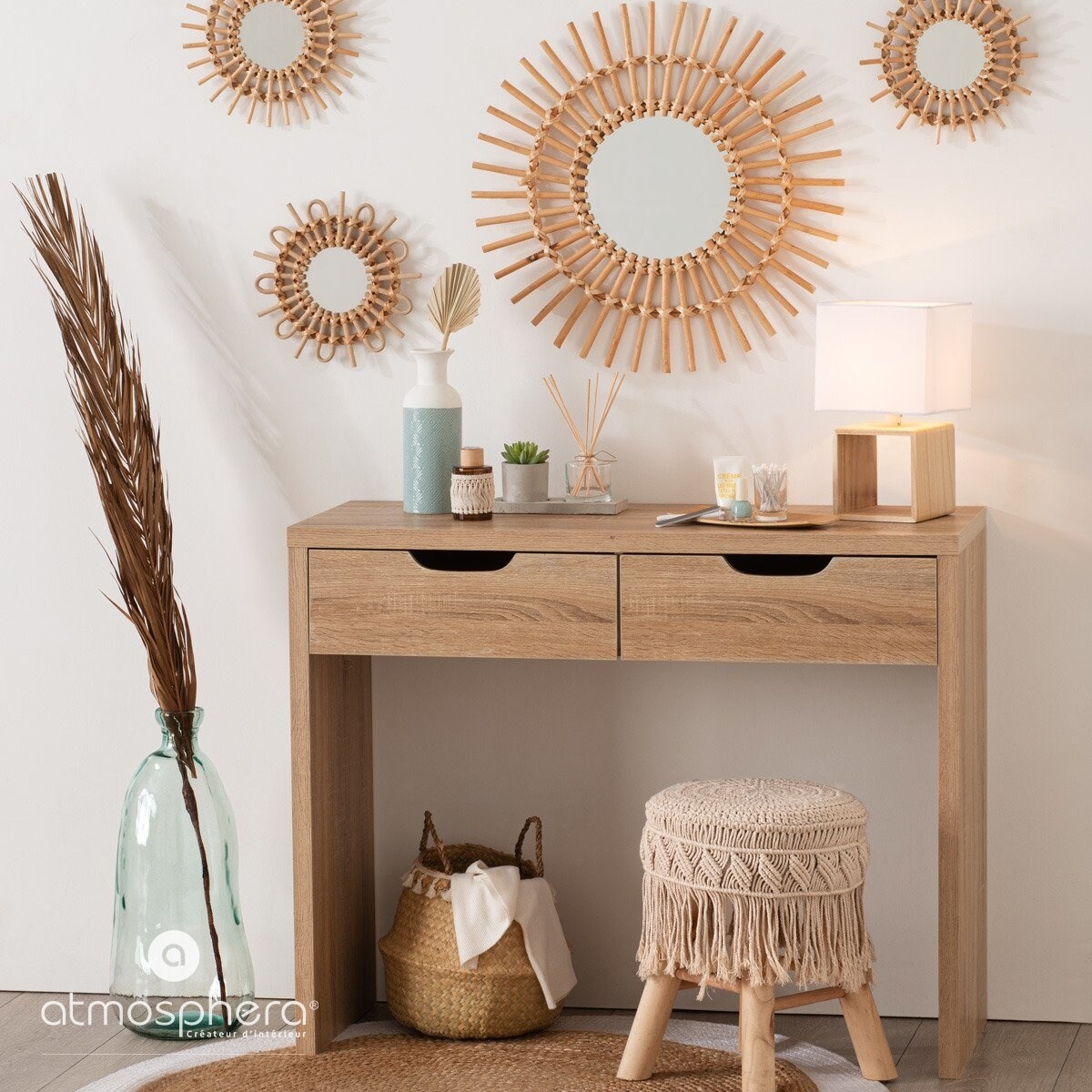 Komplet luster dekoracyjnych z wikliny, Ø 28 cm, 3 sztuki