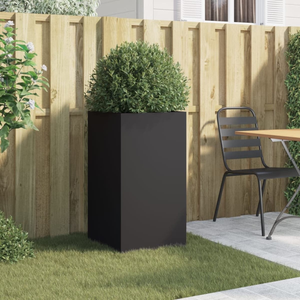 vidaXL Donica, czarna, 42x38x75 cm, stal