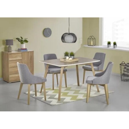 Krzesło tapicerowane TOLEDO jasny beżowy/dąb miodowy