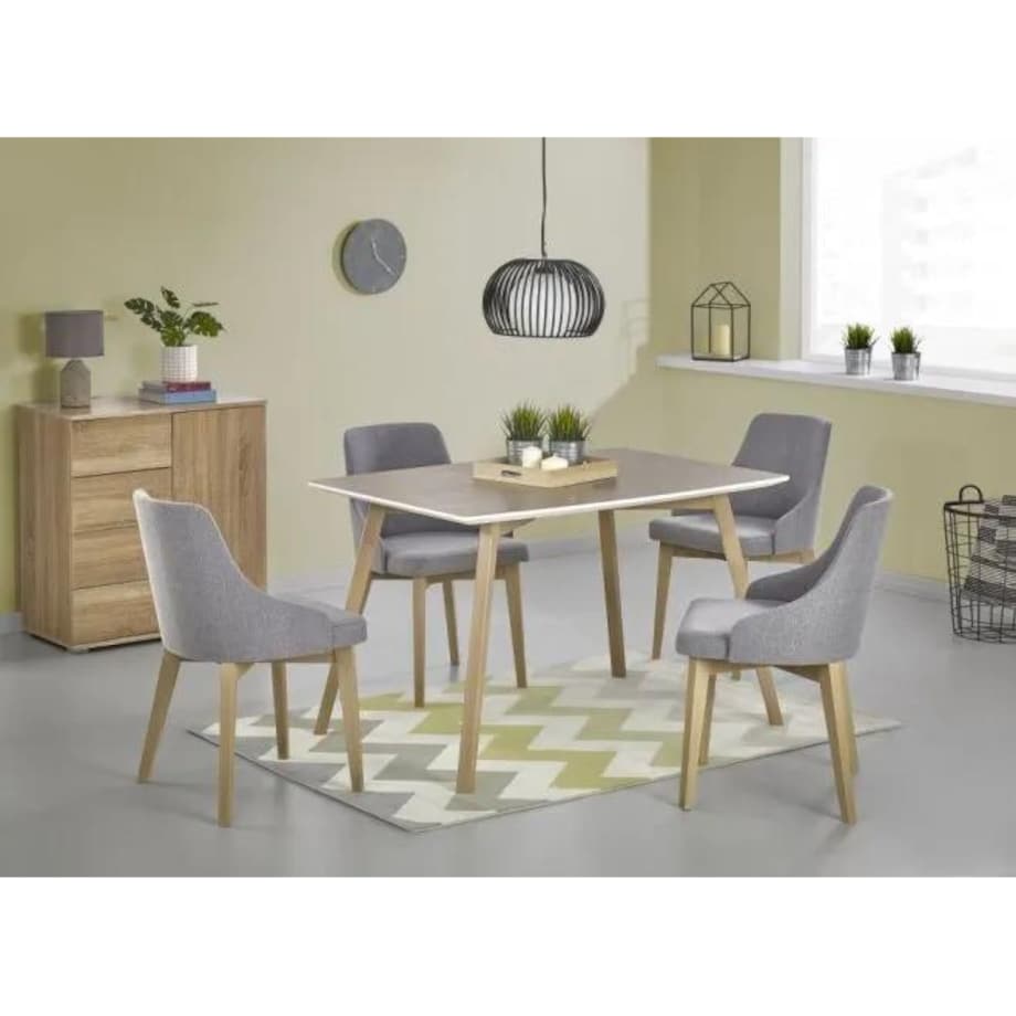 Krzesło tapicerowane TOLEDO jasny beżowy/dąb miodowy