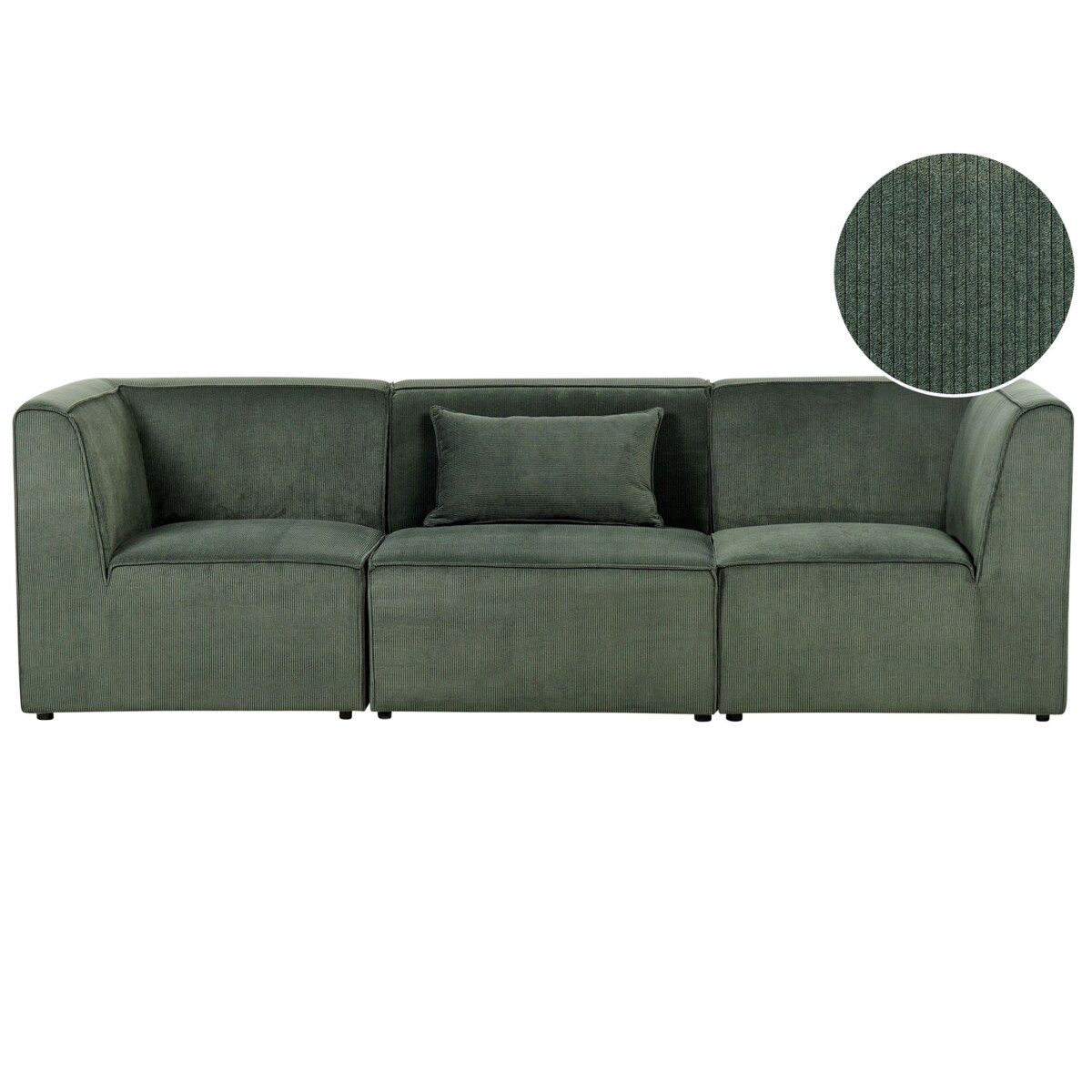 Sofa modułowa dla 3 osób LEMVIG Sztruks Ciemnozielony