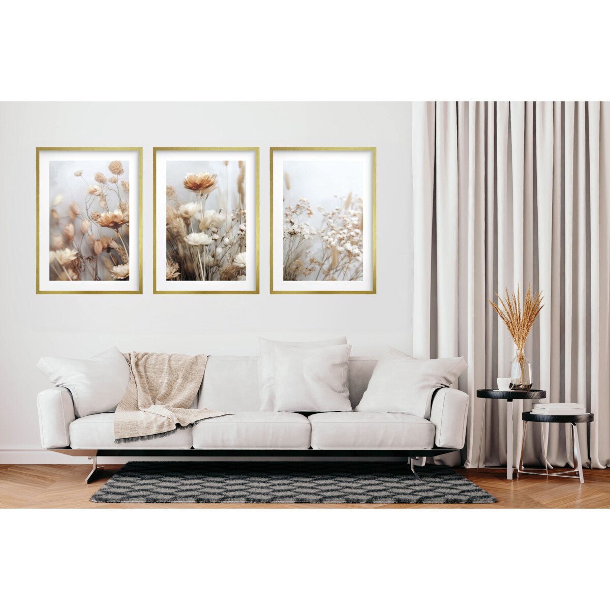 Plakaty Obrazy na ścianę Ozdoba Boho Beżowe Kwiaty do salonu sypialni