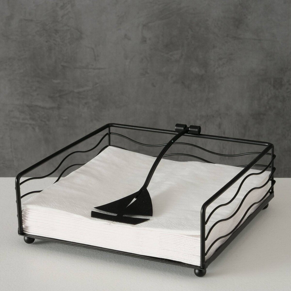 Serwetnik czarny metalowy SHIRIN, 17 x 17 cm