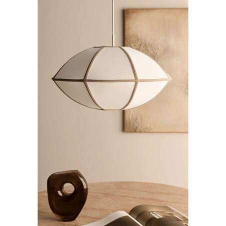 Lampa sufitowa lniana Patraix kremowo-beżowo Ø50 cm