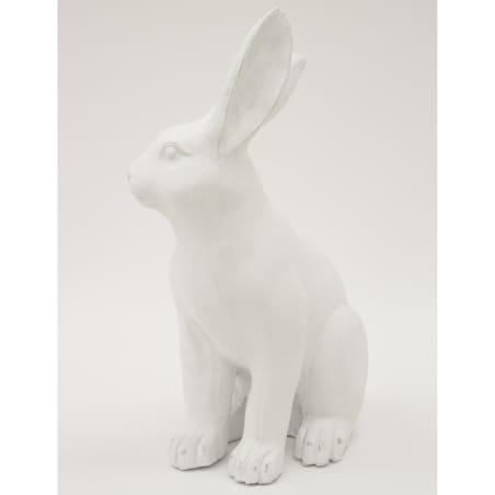 Dekoracja - siedzący biały królik 48,5x26,5x19,5 cm ALBUS-2 duży