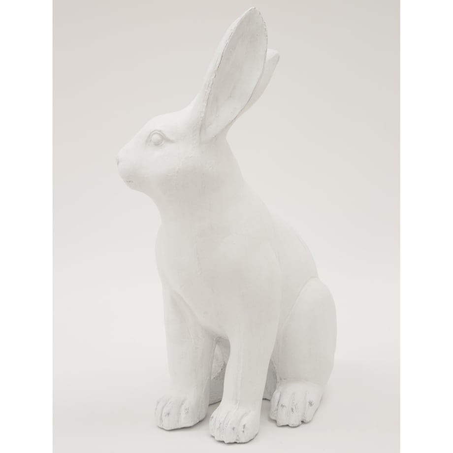 Dekoracja - siedzący biały królik 48,5x26,5x19,5 cm ALBUS-2 duży