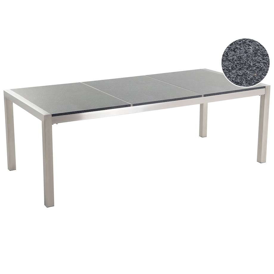 Stół ogrodowy GROSSETO 220 cm 100 cm Polerowany Granit Szary