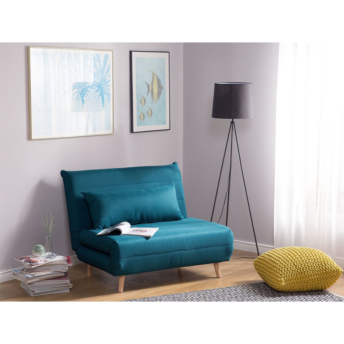 Sofa rozkładana niebieska SETTEN