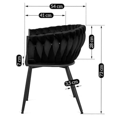 Krzesło Tapicerowane Welurowe Plecione Nowoczesne Do Jadalni EMPOLI Czarne