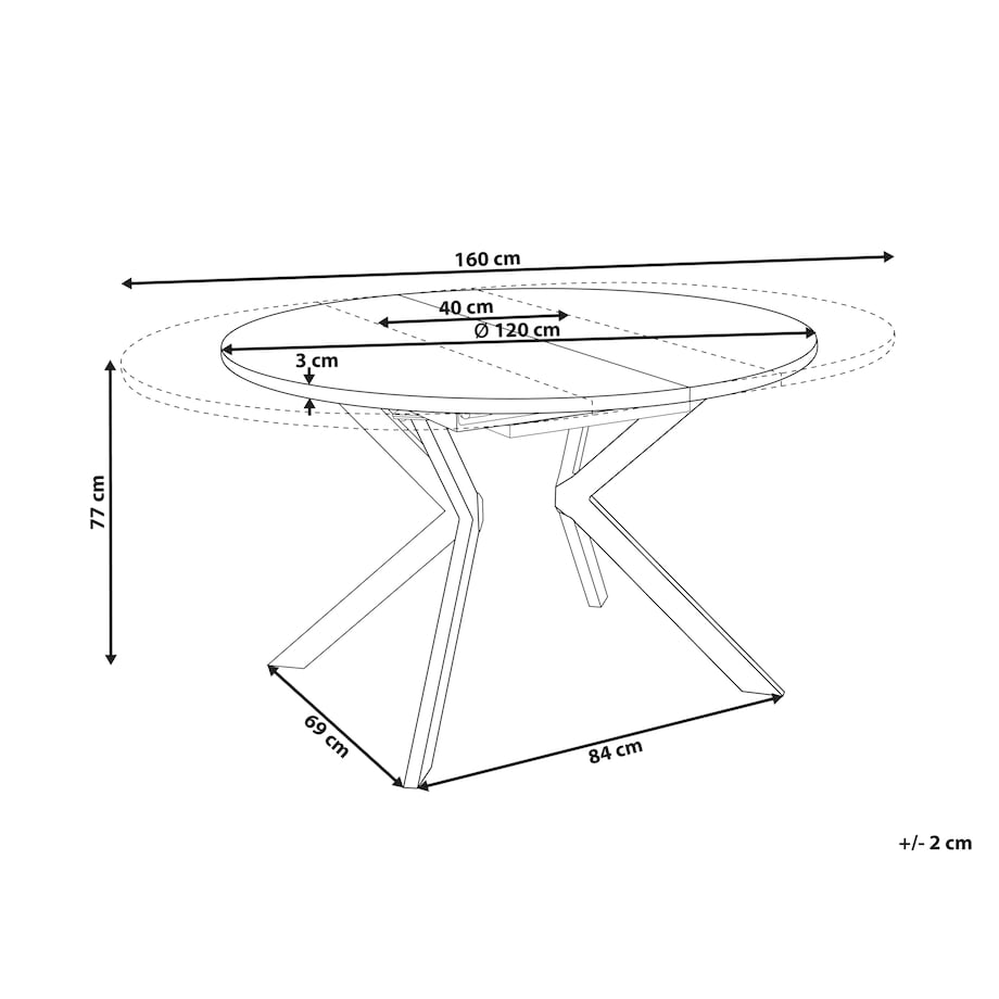 Stół do jadalni rozkładany CARLEA Jasnobrązowy 120/160 cm 120 cm