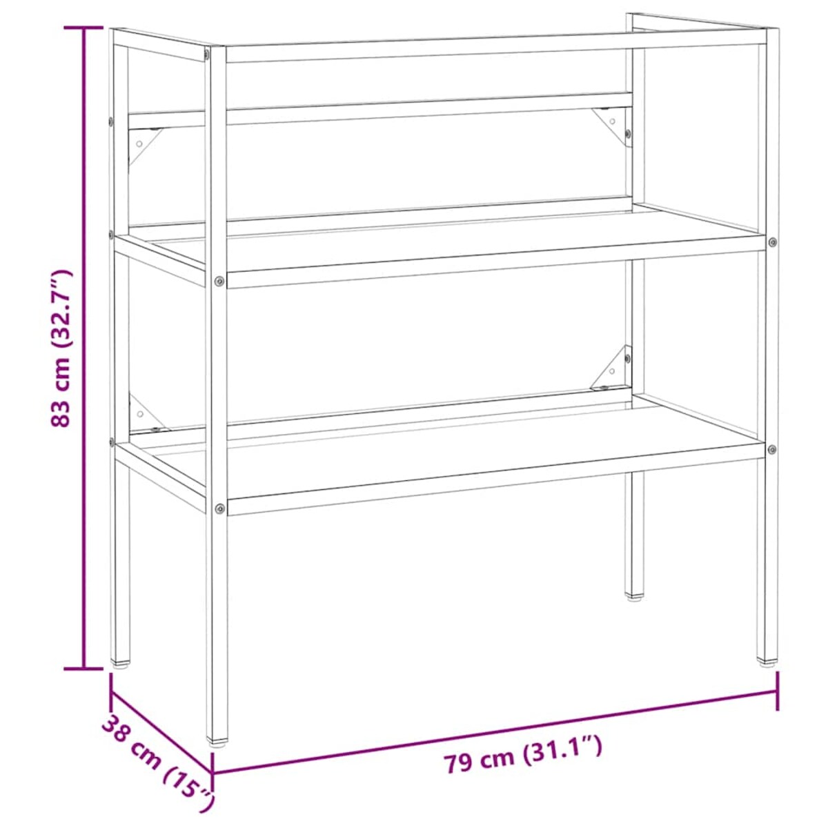 vidaXL Stelaż pod umywalkę, czarny, 79x38x83 cm, żelazny