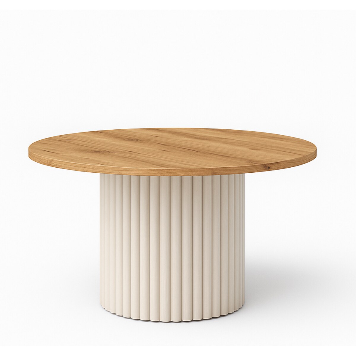 Stolik kawowy Riko okrągły blat 75 cm - dąb craft złoty/ podstawa kaszmir