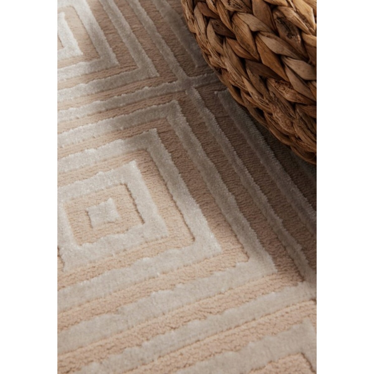 Chodnik pluszowy do korytarza 80x240cm, beżowy nowoczesny wzór boho
