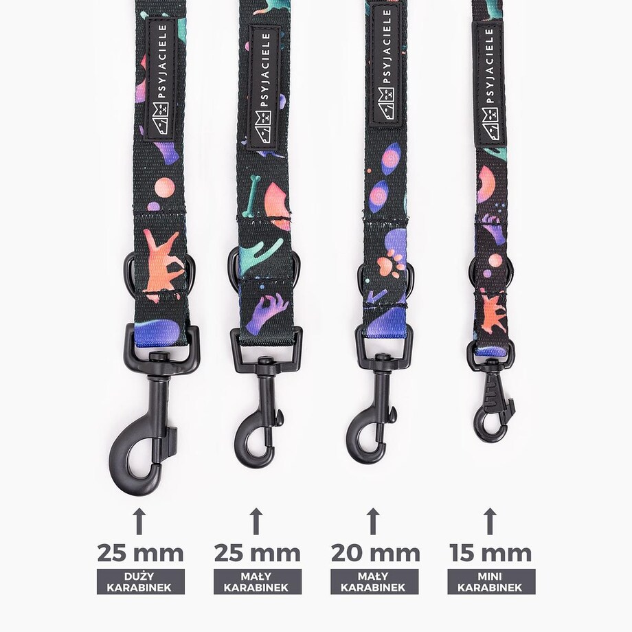 Smycz przepinana dla psa lub kota "Under my ombrella" TURKUS - Szerokość taśmy: 15mm, Rozmiar: M oraz Rodzaj: Mini karabinek