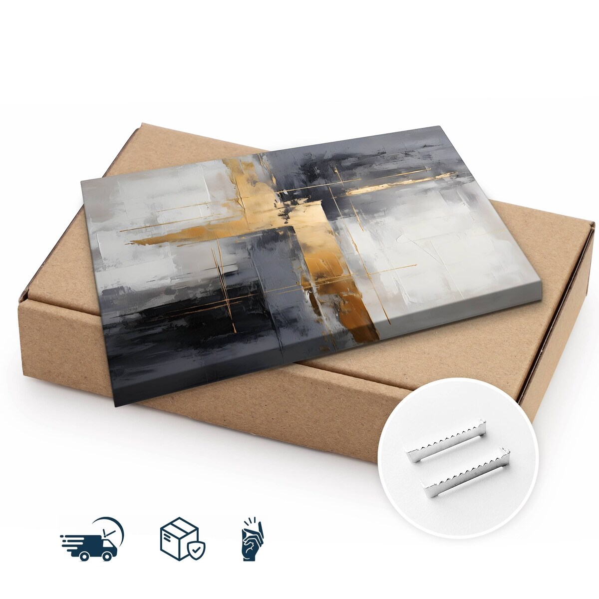 Obraz Do Sypialni Salonu Abstrakcja Akwarele Złoto Styl Glamour 120x80cm