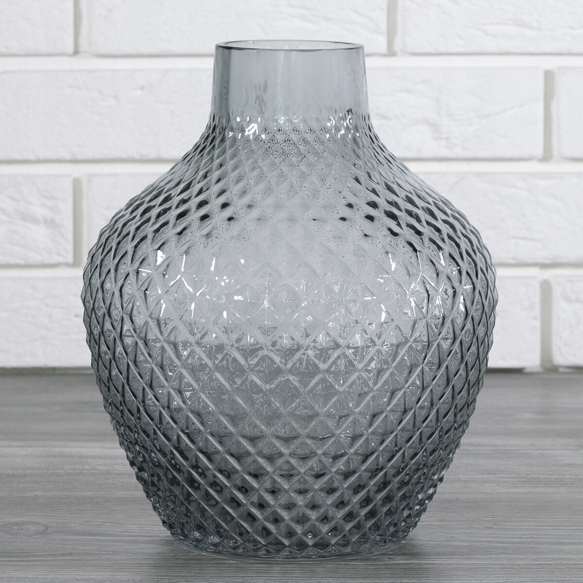 WAZON GRON szklany szary śr. 19cm