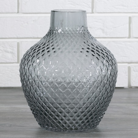 WAZON GRON szklany szary śr. 19cm