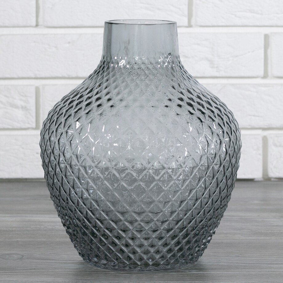 WAZON GRON szklany szary śr. 19cm