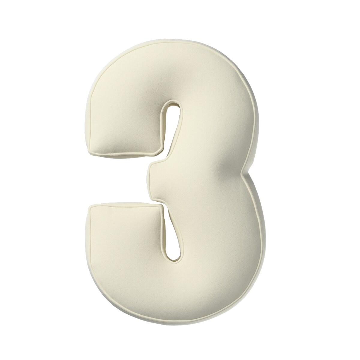 Poduszka Cyferka 3, śmietankowa biel, 25 x 40 cm, Posh Velvet