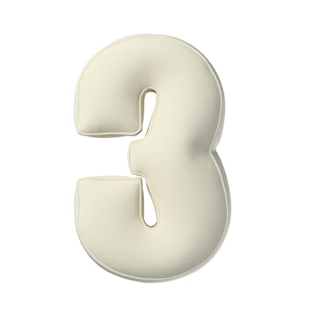 Poduszka Cyferka 3, śmietankowa biel, 25 x 40 cm, Posh Velvet