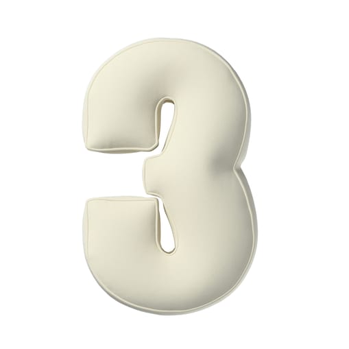 Poduszka Cyferka 3, śmietankowa biel, 25 x 40 cm, Posh Velvet