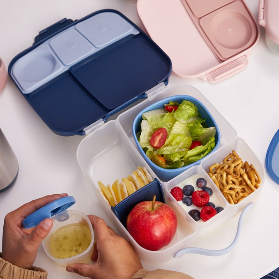 Lunchbox z przegródkami do szkoły i pracy - szczelna śniadaniówka z uchwytem i wkładem chłodzącym Midnight b.box