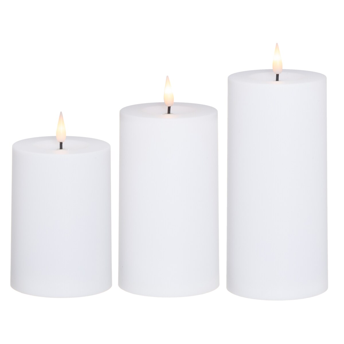 Świece LED, zewnętrzne, 3 sztuki, 10-15 cm