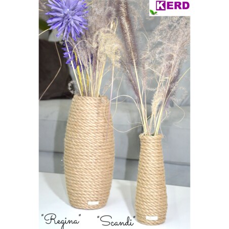 Wazon SCANDI w stylu BOHO jutowy do suszonej trawy i kwiatów * pleciony sznurek jutowy naturalny do trawy pampasowej kompozycji h 23 cm styl skandynawski