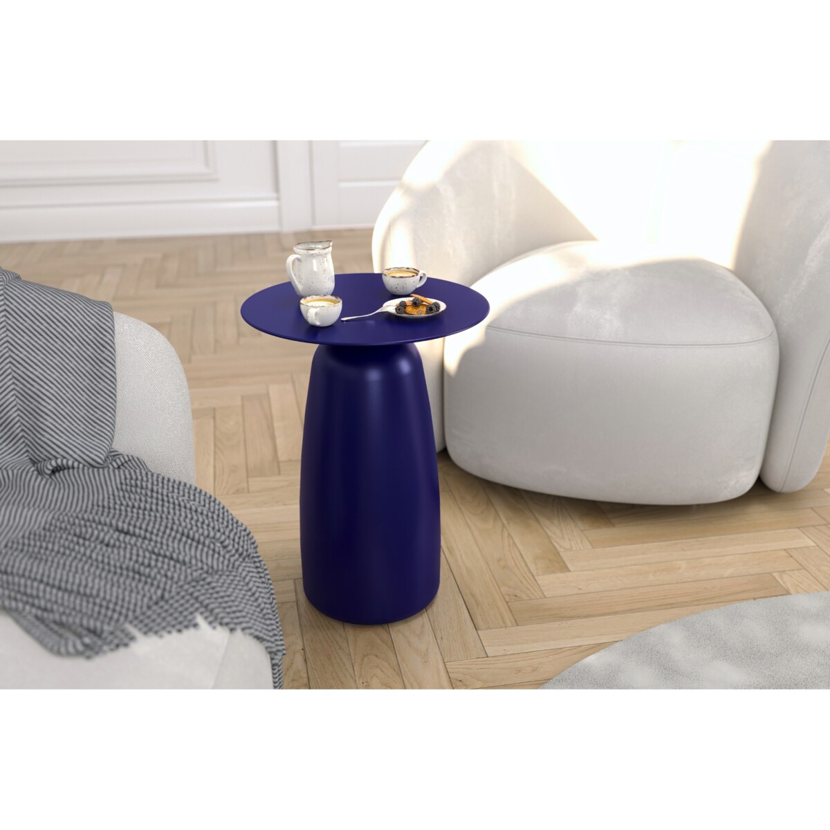 Stolik drewniany różne kolory Baobab 44, kolor granat szlachetny