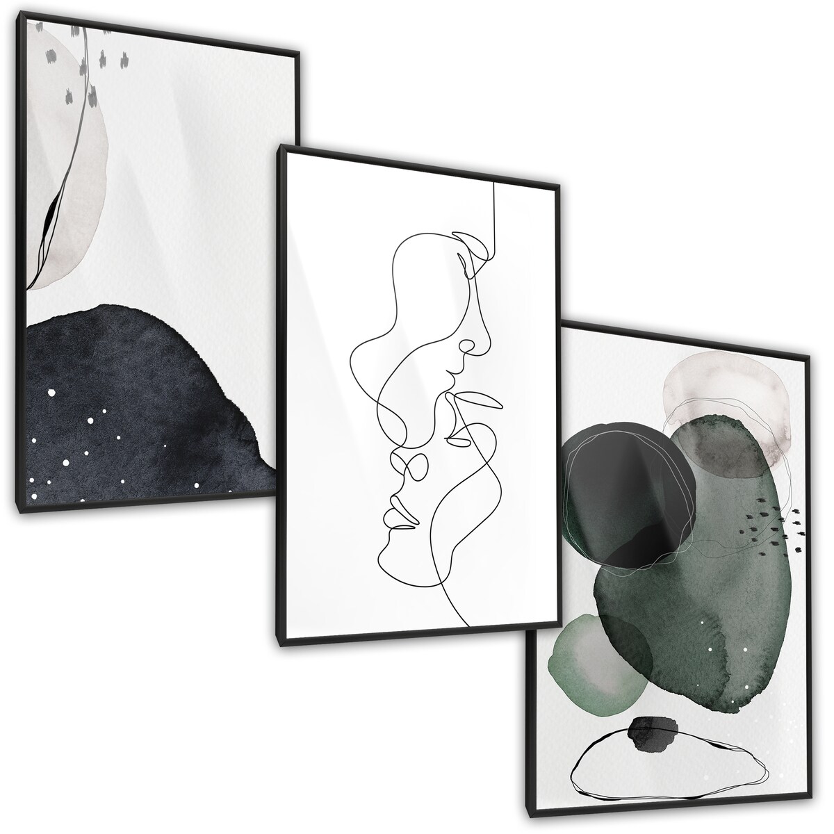 ZESTAW 3X PLAKAT W RAMIE DO SYPIALNI PORTRETY LINE-ART MINIMALIZM 30x40cm