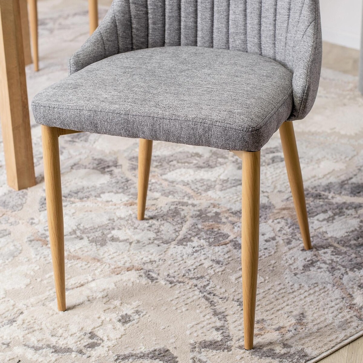 Krzesło Kuchenne Tapicerowane Tkanina Do Jadalni Salonu Szare TORINO