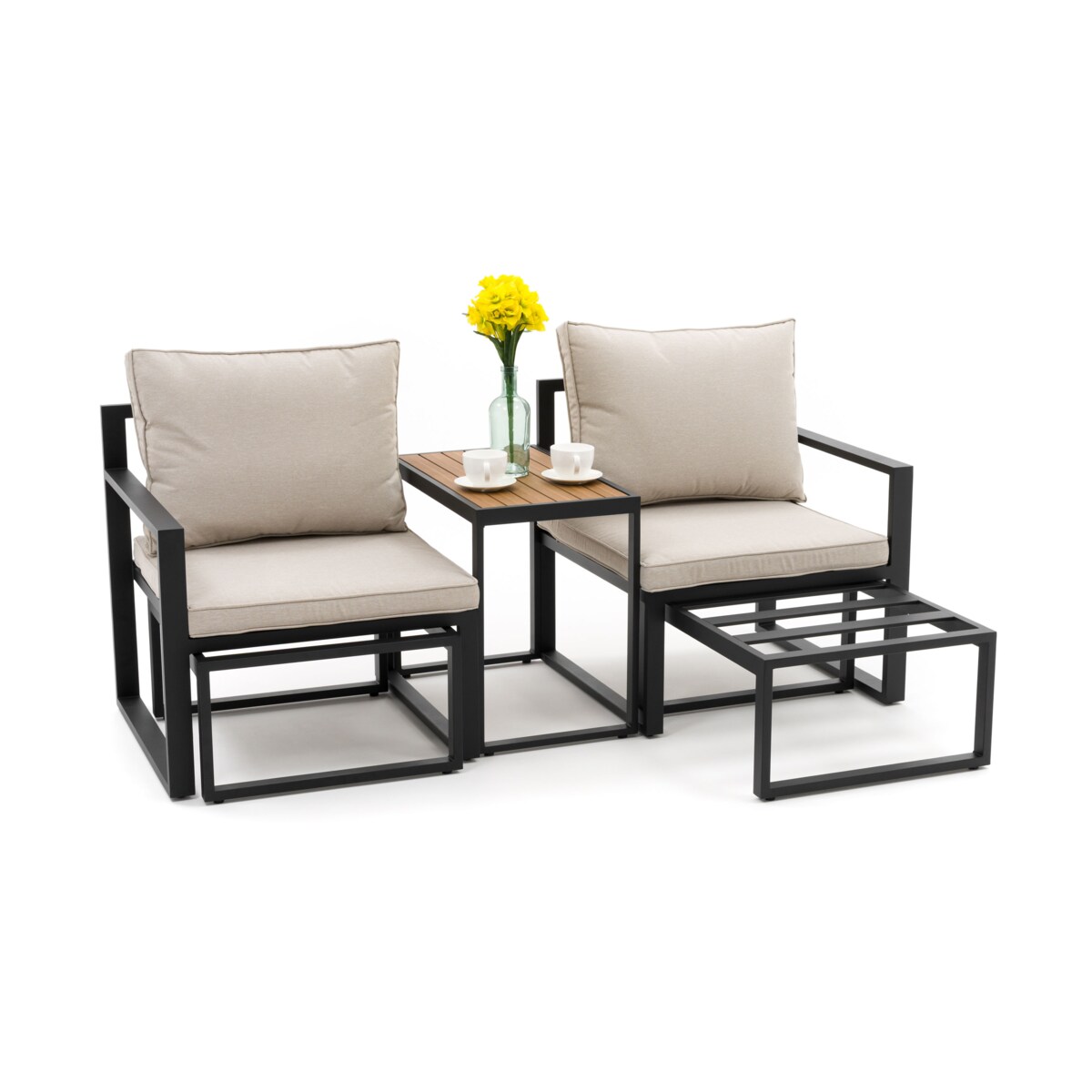 Zestaw mebli ogrodowych aluminiowe nowoczesne ATOL 2 grafitowo beżowe