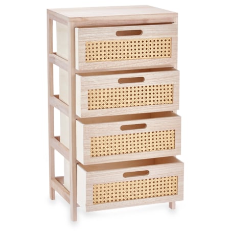 Komoda z 4-szufladami, plecionka wiedeńska, 29 x 40 x 73 cm