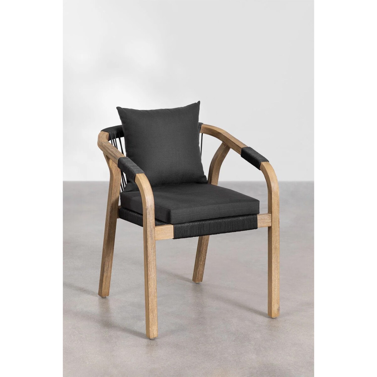 Zestaw ogrodowy: okrągły stół i 6 krzeseł z drewna akacjowego Dubai black