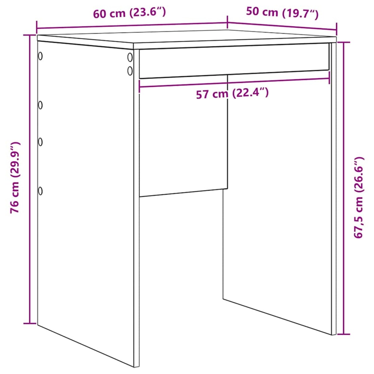 vidaXL Biurko Biały 60 x 50 x 76 cm Materiał drewnopochodny