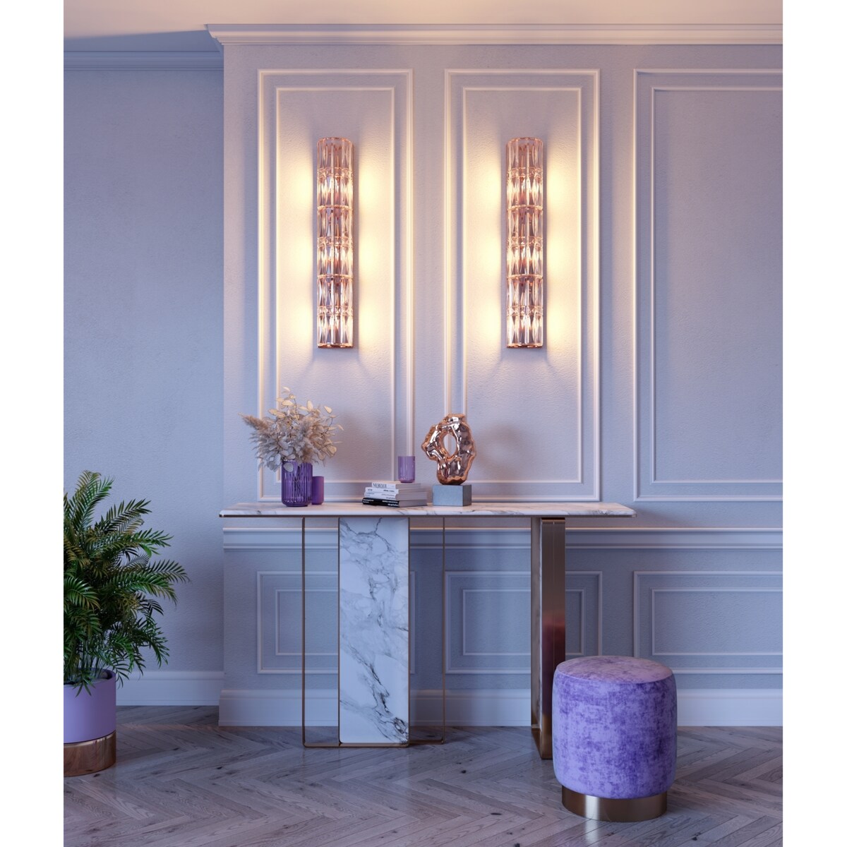 Kinkiet podłużny tuba Facet MOD094WL-03G Maytoni kryształowy złoty