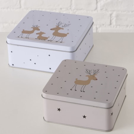 Puszka metalowa 2 szt. na ciasteczka PISZKOTKI 2000 ml