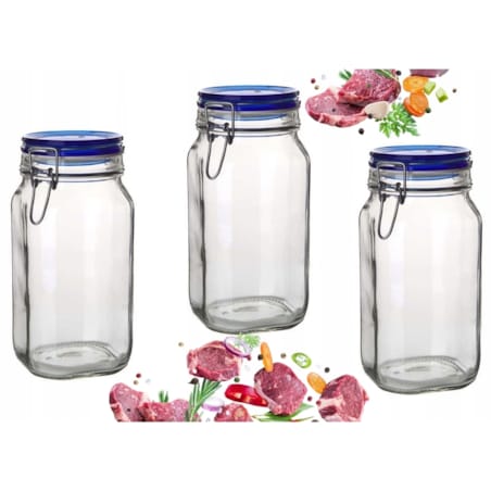 3x SŁOIK POJEMNIK hermetyczny 1,5 L BORMIOLI FIDO na żywność kapustę grzyby