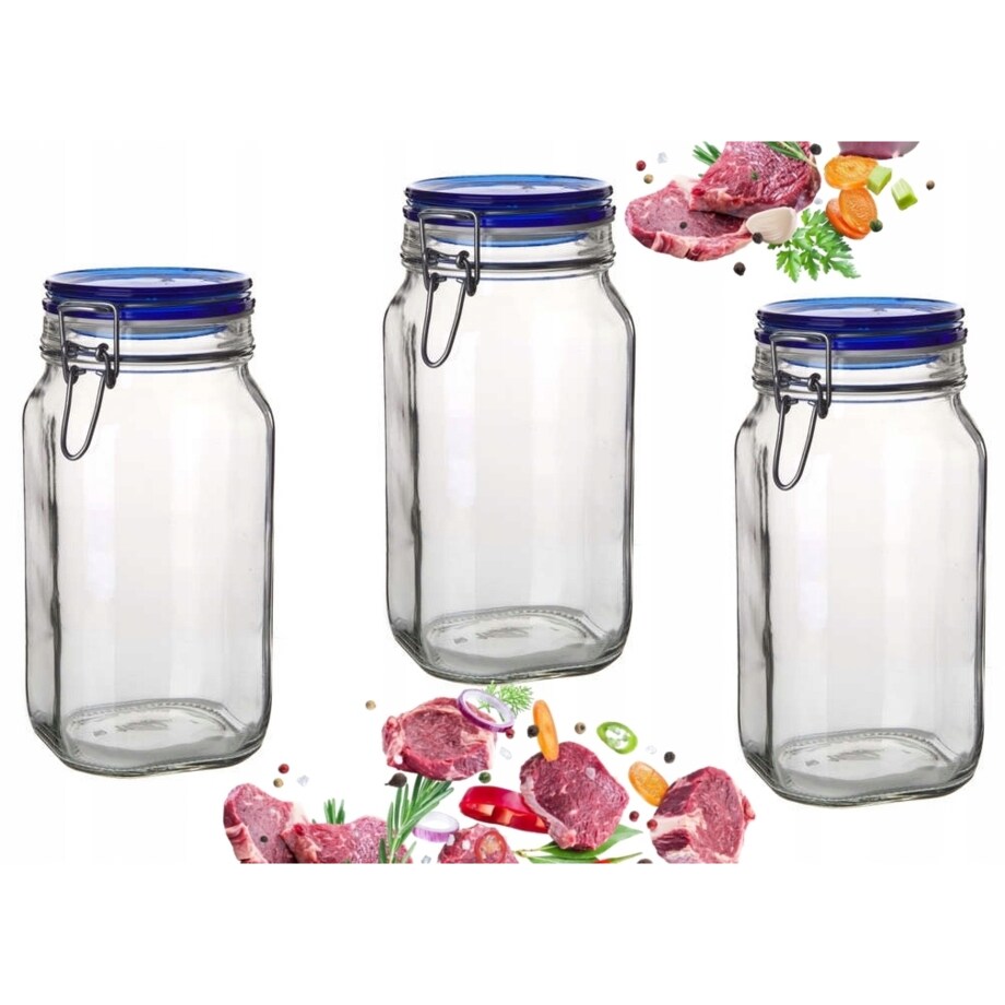 3x SŁOIK POJEMNIK hermetyczny 1,5 L BORMIOLI FIDO na żywność kapustę grzyby