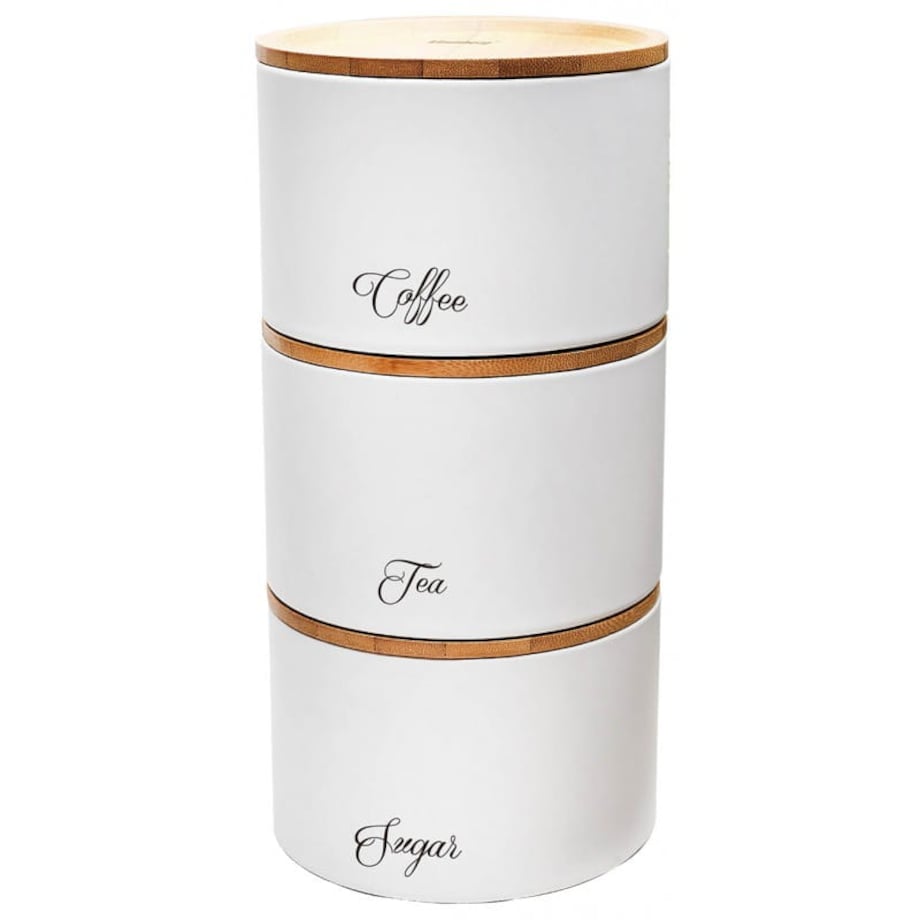 Zestaw pojemników kuchennych kawa herbata cukier biały KLAUSBERG