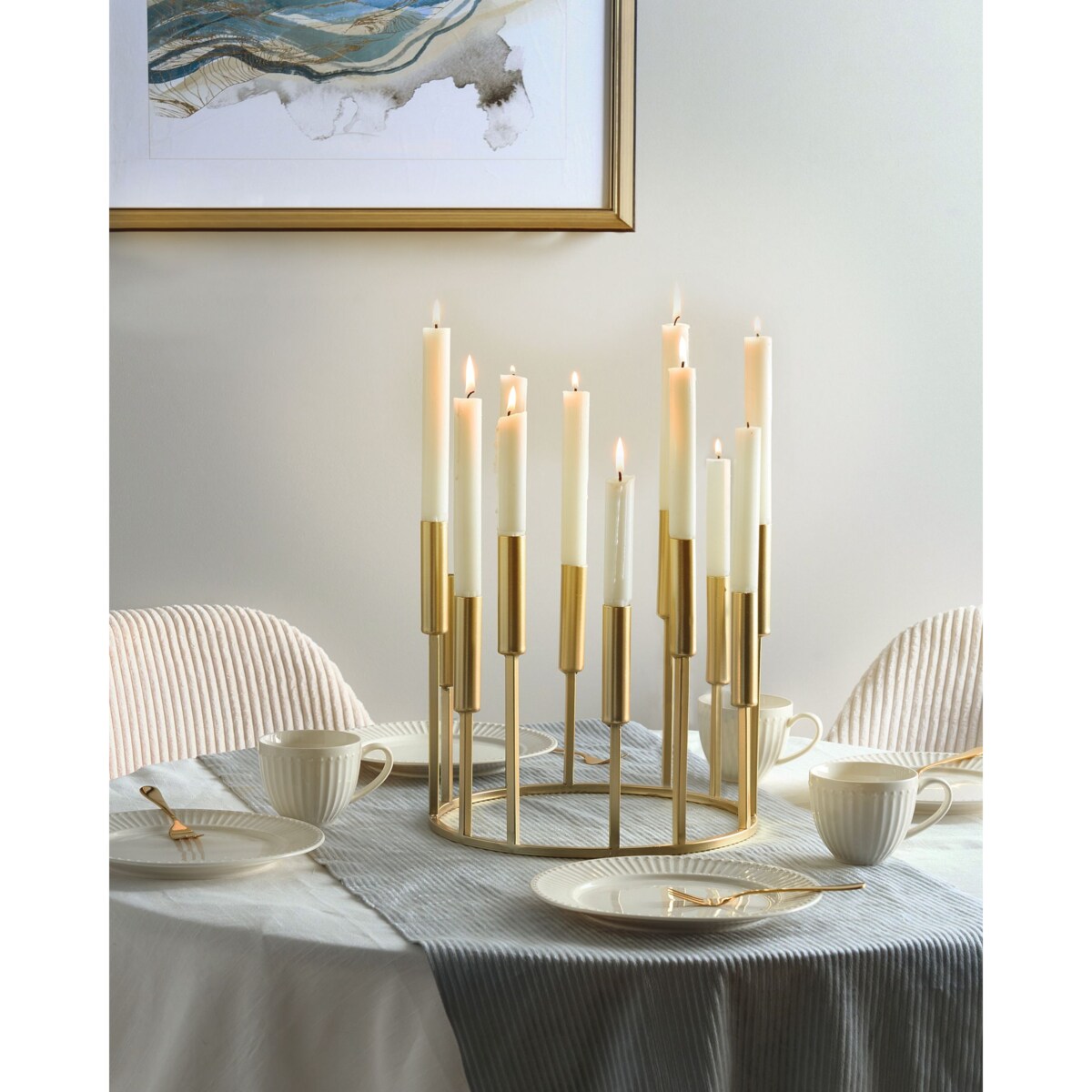 Świecznik TRAFARIA Metal 26 cm Złoty
