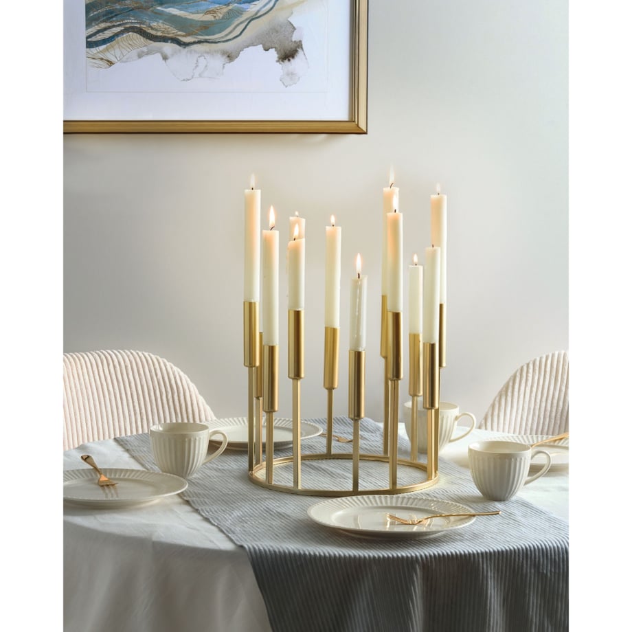 Świecznik TRAFARIA Metal 26 cm Złoty