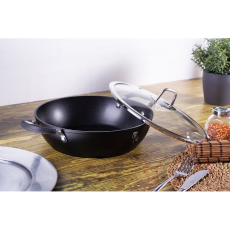 Garnek płytki 3,8L z pokrywką 28cm czarny Berlinger Haus BH-6125