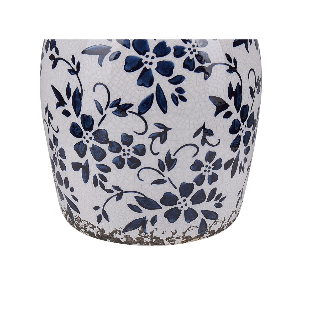 Wazon na kwiaty ceramiczny biały z niebieskim AMIDA