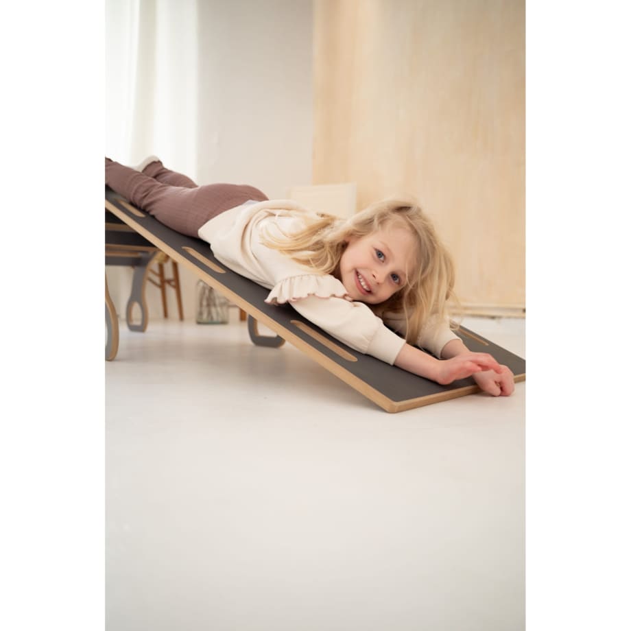 DUŻY bujak montessori + DUŻA zjeżdżalnia CHMURKI - szary