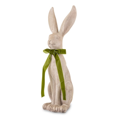 Figurka - królik beżowy z zieloną kokardą 81x23x24 cm
