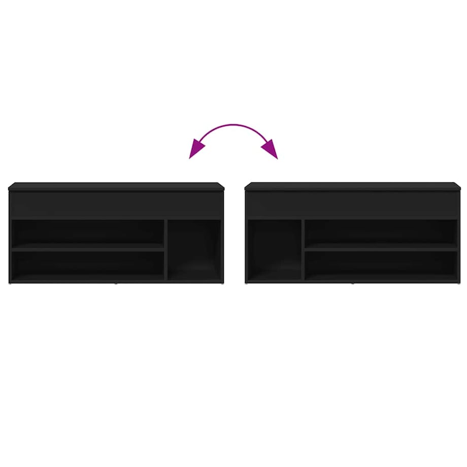 vidaXL Ławka na buty, czarna, 102x30,5x45 cm, materiał drewnopochodny