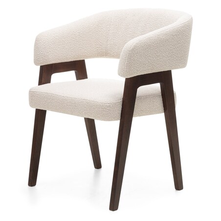 Krzesło tapicerowane, bouclé, jasnobeżowe/orzech Coba