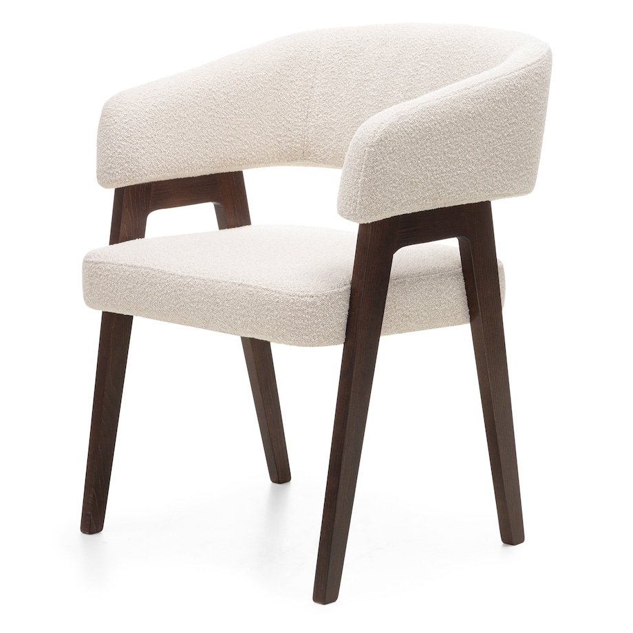 Krzesło tapicerowane, bouclé, jasnobeżowe/orzech Coba