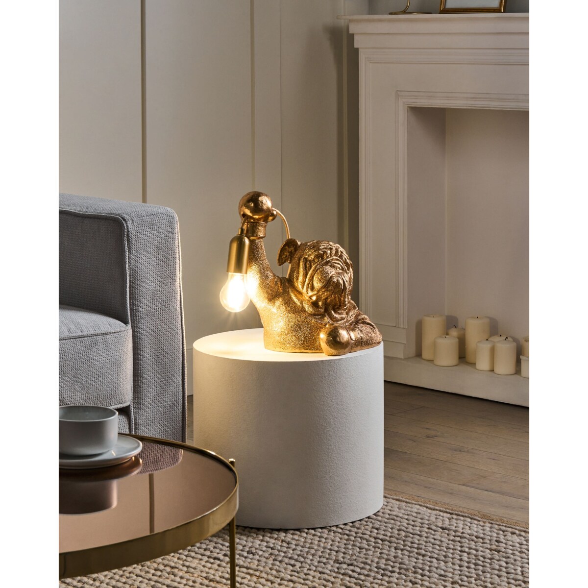 Lampa stołowa Pies MIKE Złoty